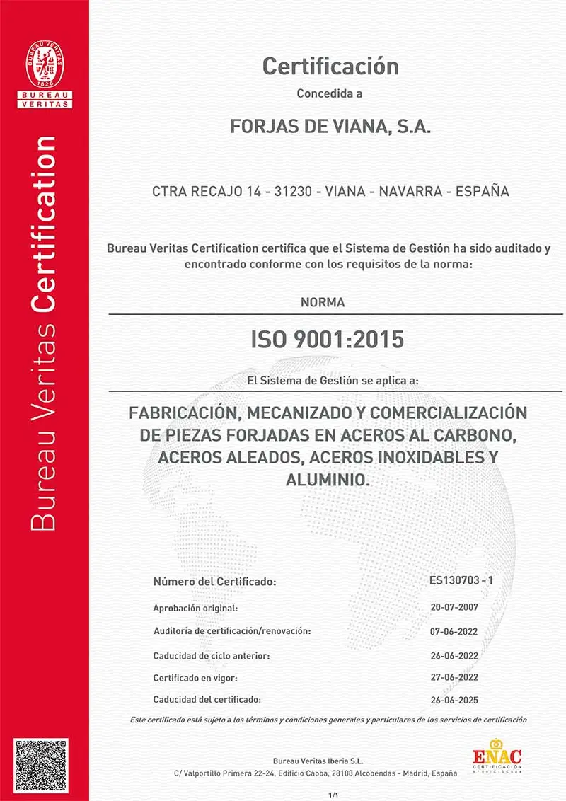 Mecanizados Certificado ISO 9001