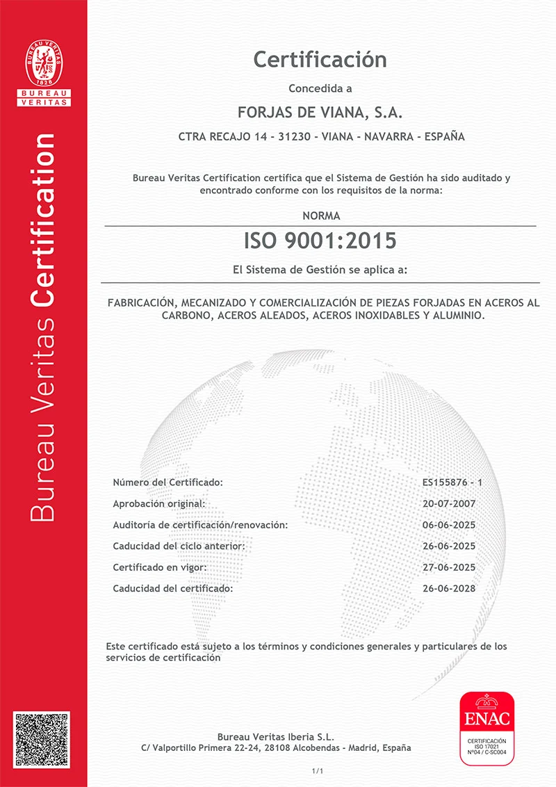 Mecanizados Certificado ISO 9001