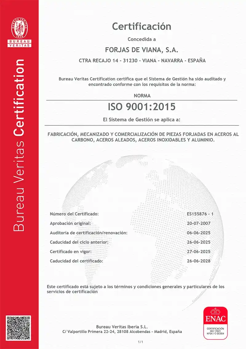 Mecanizados Certificado ISO 9001